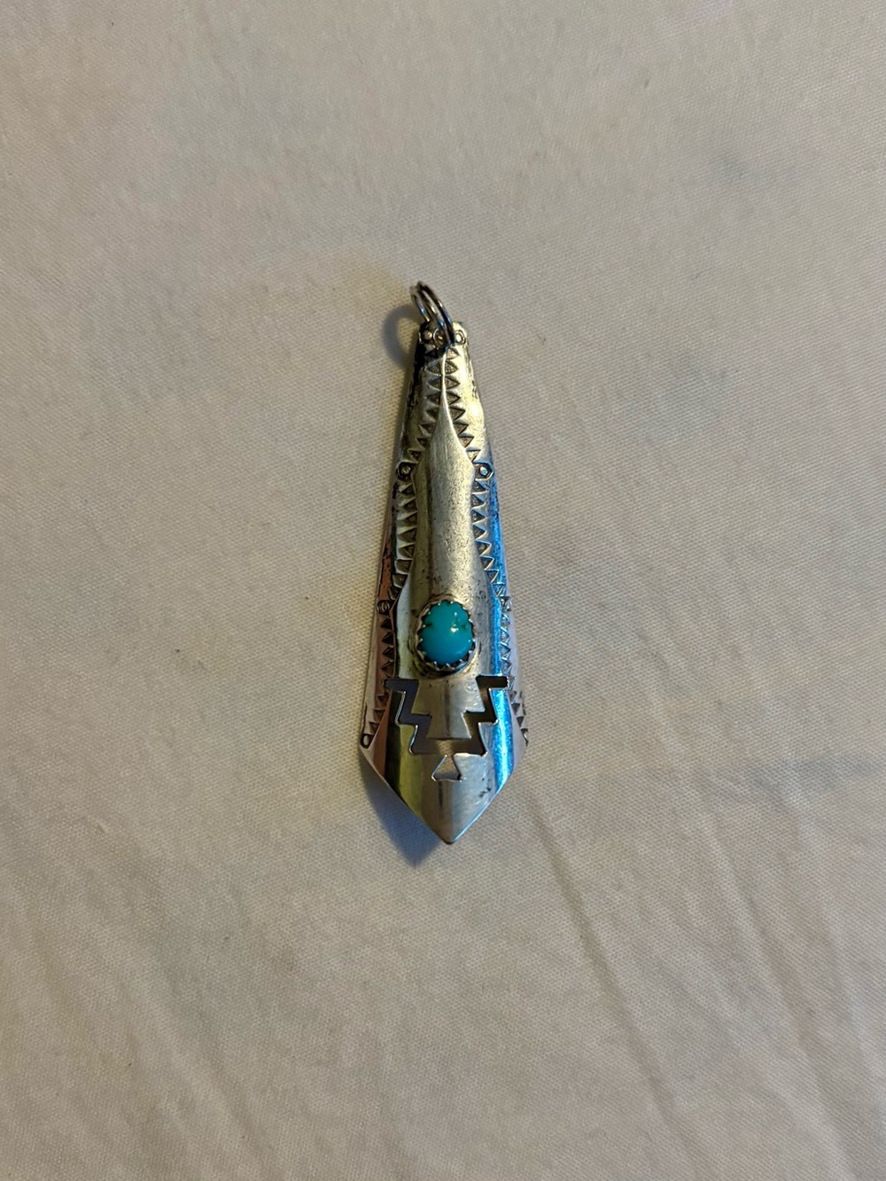 Sterling Silver Turquoise Shield Pendant - Blue